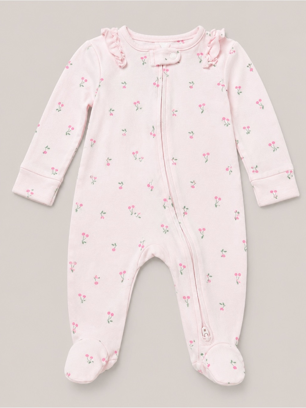 Carter’s - Double Zipper Sleeper - Pink W/ Cherries Print (Cotton) - 3M